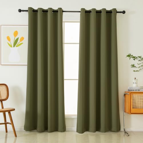 Pickluc Grommet Blackout Curtains 84 Inches Long 2 Panels, Light Blocking Window Drapes for Living Room, Thermal Insulated, Noise Reduction, 52" Wide x 84" Length, Olive Darb by Pickluc - Used condition - US$24.28
