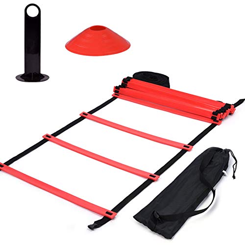 Speed Ladder Cones Football Training Equipment for Kids Adults Exercise Trainer Kit To Boost Fitness (Red)