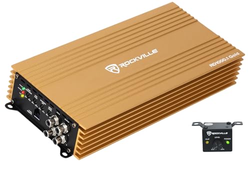 Rockville RD1000.1 Gold Mono Car Amplifier, 1000W RMS at 1 Ohm, 4000W Peak