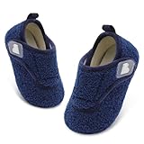 BARERUN Boys Slippers Girls Slippers Warm Fuzzy Kids Slppers Toddler House Shoes With Non-Slip Rubber Sole Slip-on Soft Cozy Walking Shoes Indoor/Outdoor Blue 7-8 Toddler