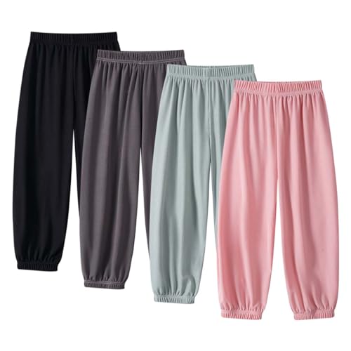 4er-Pack Jogginghosen Für Mädchen - Bequeme Baumwoll-Sweatpants Mit Taschen
