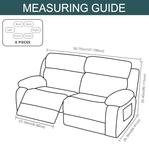 Funda para sillón reclinable de 2 plazas elástica protector para sala de estar con estampado 4