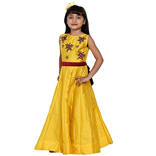 Image of Bitiya By Bhama Girl's Silk A-Line Knee-Length Casual Dress