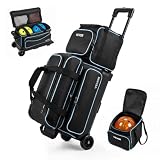 VEVOR Bowlingtasche mit Rollen für 2+1 Kugeln 600D Oxford Blau Schwarz
