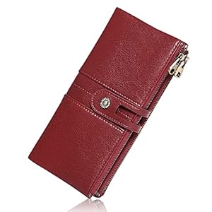 FALAN MULE Geldbörse Damen Groß Vintage Leder Portemonnaie Damen, Lang Geldbeutel Damen mit RFID Schutz – mit 13 Kartenfächer und Handyfach mit Reißverschluss