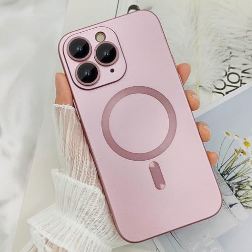 ankofave Magnetic case for iPhone 11 Pro Max Phone Case for Women, Matte Luxury Soft Metallic Luster Design with Camera Lens Protector, Compatible with Magsafe Case for iPhone 11 Pro Max 6.5"-Pink by ankofave - Used condition - Image 4