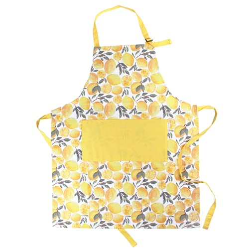 Sage+Stitch Adjustable Designer Kitchen Apron For Adults | 100% Machine Washable Cotton Cooking Apron With Pockets And Adjustable Neck Buckle | 27" Wide X 33" Long | Yellow Lemons #TOP6