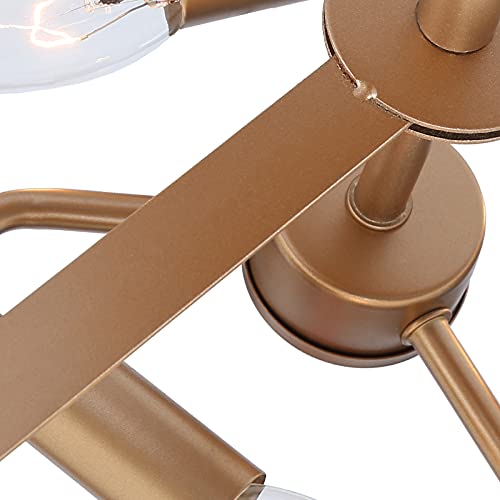 Durent Lighting Modern Gold Semi Flush Mount Ceiling Light, Fabric Drum Shade Close To Ceiling Light Fixture With 3 Light For Bedroom, Hallway, Dining Room &Living Room #TOP5