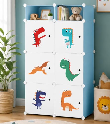 Image of Foldable Plastic Wardrobe for Clothes - Baby Cupboard for Clothes Storage, Wardrobe for Kids, Plastic Almirah, Collapsible Wardrobe for Kids Livingroom & Home (Cube-T3)