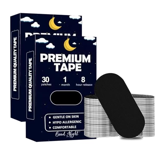 LMHRZH Mouth Tape for Sleeping 60 Pcs Black Premium Tape – Painless Removal
