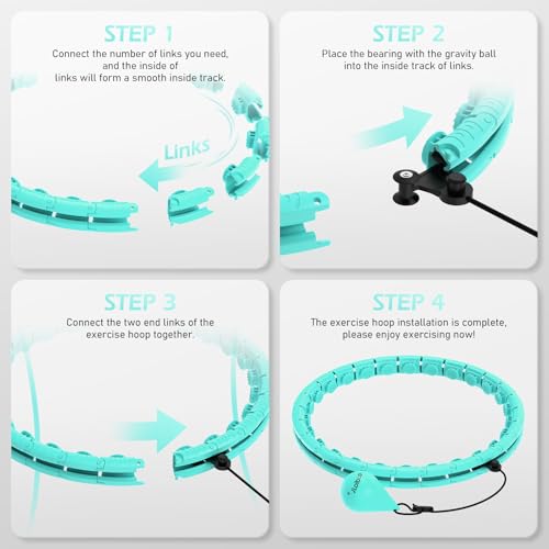 JLoibao Weighted Hula Circle with 26/32 Links(56-66 Inch) for Adults Weight Loss, Infinity Fitness Hoop Plus Size, for Women Smart Exercise Equipment