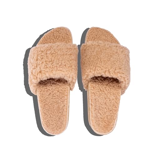 Fleks Cito Slide - Women's super soft curly teddy bear shearling, comfortable arch, cushioned midsole, Slipper,3