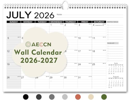 AECCN Calendar 2026-2027, Large Days Blocks, 17' x 12' Large Wall Calendar 18 Months with Stickers,...