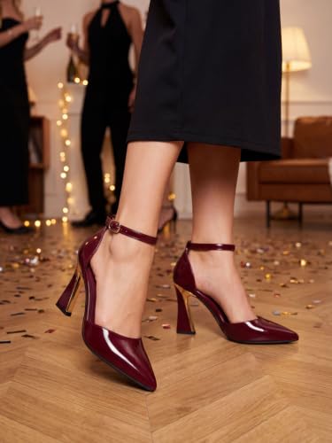 Image of Juliet Holy Womens Pumps Point Closed Toe Heels Buckle Ankle Strap D'Orsay Heeled Sandals