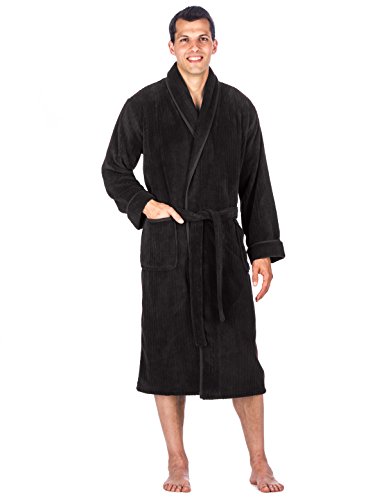 Mens Plush Robe - Fleece Robe, Mens Bathrobe - Iron - Large/XLarge