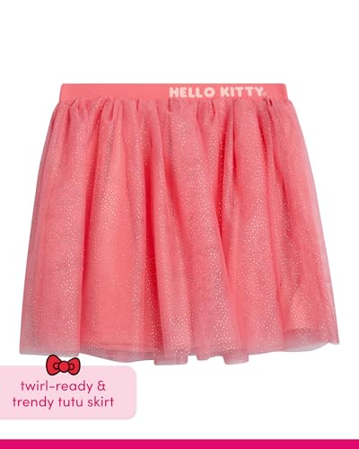 Image of Hello Kitty Girls Skirt Set - 2 Piece Short Sleeve T Shirt and Tutu Skirt Kids Outfit Set (Sizes: 2T-12)