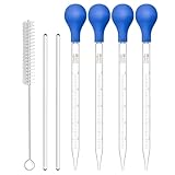4 Stück 10ml Glass Skala Graduated Tropfer Droppers Tropfenzähler Lab Pipettes Dropper Liquid Pipette mit 4 Gummikappen mit 1 stck Tropfenbürste und 2 Stück 20cm Glasrührstab (4)