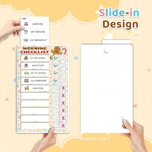 Image of 2 in 1 Upgraded Slider Gingerbread Chore Chart for Kids, Magnetic Kids Chore Chart for 2 Kids, Dry Erase Morning /Bedtime Routine Chart for Kids Toddlers Teens Adult, Visual Schedule for Kid