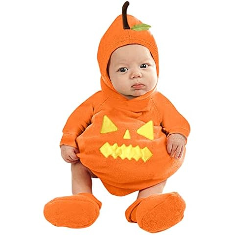 Katpost 0-2 Years, Baby Halloween Costume Pumpkin Fancy Dress Cosplay Party Costume Romper Clothes Baby Boys Girls Bodysuit Outfits Winter Clothing Long Sleeve Jumpsuit Playsuit (3-Orange, 3-6 Month) Cover