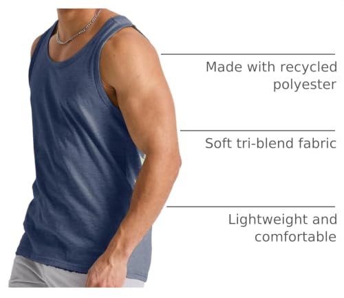 Image of Hanes Mens Originals Tri-Blend Tank Top, Lightweight Tanks for Men, Sleeveless Tank Shirt