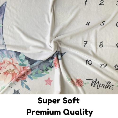 Twin Milestone Blanket - 60" x 40" Baby Gifts for Twins - Large Double Moon Floral Monthly Age Backdrop - Premium 250GSM Soft Fleece - Newborn Multiples Stuff & Shower Present by KEMINA BLANKETS - Image 4