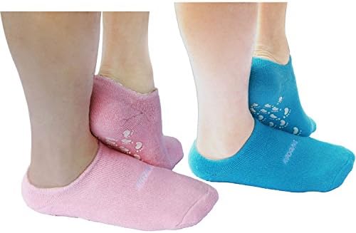 AYAOQIANG Moisturizing Gel Spa Socks for Moisturize Soften Repair Cracked Skin-2Pair(Pink + Blue) (Pink + Blue)