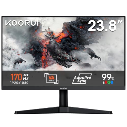 KOORUI Gaming Monitor 24 Zoll, 170Hz Bildschirm FHD Adaptive Sync HDMI 1.4
