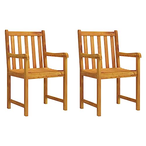 vidaXL 2X Bois d'Acacia Solide Chaises de Jardin Fauteuils de Salle à Manger Sièges de Patio Chaises de Terrasse Fauteuils d'Extérieur