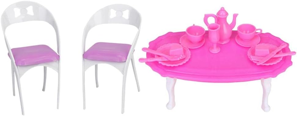 CALANDIS™ PVC Miniature Table Tableware Chair Play Set for Dolls House Dining Rooms Decoration Accessories | Collectibles