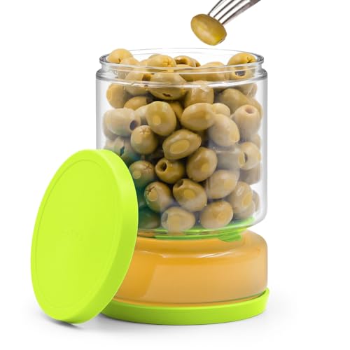 ForTidy Glass Pickle Container with Strainer, Food Jar, 50OZ, Green Yellow