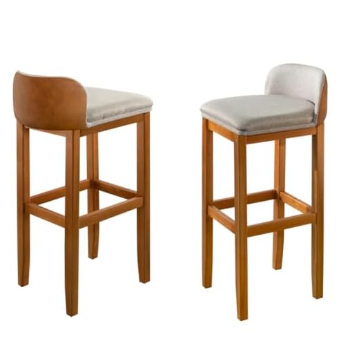 Kit 2 Banquetas Alta Estofada Com Encosto Onix Pés Madeira