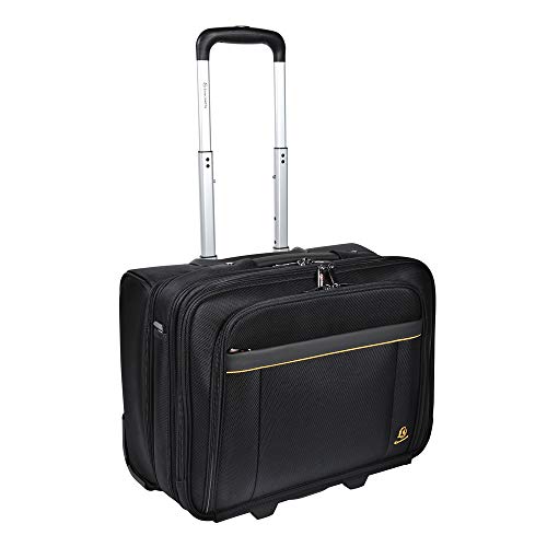 Exacompta 18534E Premium Torba podróżna na kółkach Exatrolley z 4 przegrodami i wewnętrznymi kieszeniami 2 porty USB wysuwana rączka wózka wodoodporna idealna na prywatne i służbowe podróże, czarna