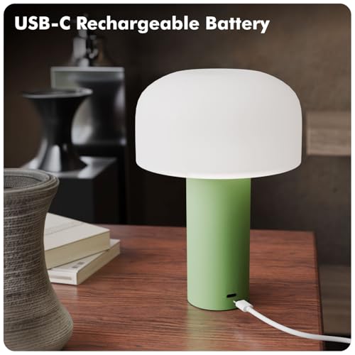 Image of Dome Table Lamp for Bedroom, Study Table & Living Room | Small Metallic Finish Night Lamp with Frosted Diffuser | Bedside Lamp, Desk Light & Home Decor Gift for Women (Green, Dome)