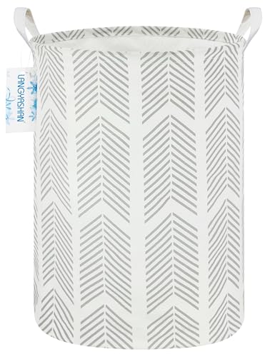 Image of LANGYASHAN Laundry Basket Canvas Fabric Collapsible Organizer Basket for Storage Bin Toy Bins Gift Baskets Bedroom Clothes Children Nursery Hamper (Arrowhead)
