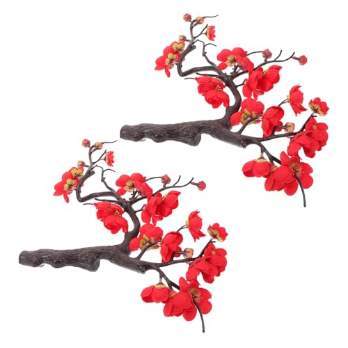 NULYLU 2piezas Adorno Floral Ciruelo Falso Artificial Decoración Ramitas Ciruelo Flores Decoración