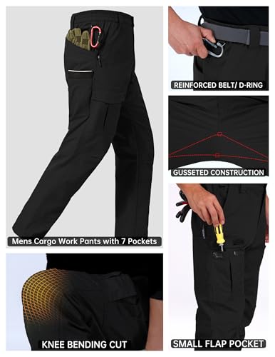 Mens Work Pants Ripstop Waterproof Cargo Pants for Men with 7 Pockets Tactical Hiking Pants4