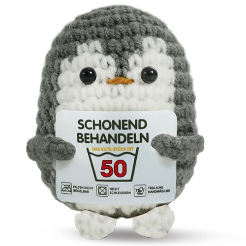 ZIENZENGYA Geschenk zum 50 Geburtstag Mann Frau, Schonend Behandeln Geburtstag Geschenk für Frauen Männer, Happy Birthday Positive Pinguin mit Grußkarte, Geburtstagsgeschenk für ihn sie