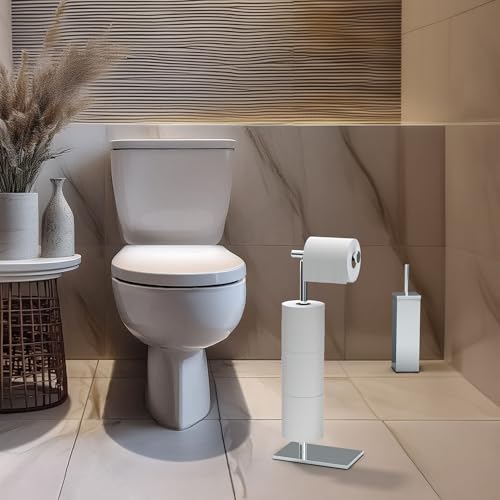 Gatco 1443C Nowoczesna kwadratowa podstawa toaletowa Uchwyt na papier toaletowy z schowkiem, chrom, 21,13" H