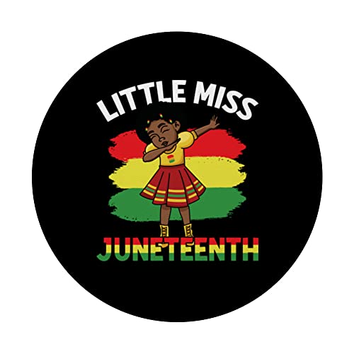 Kids Little Miss Juneteenth PopSockets Swappable PopGrip, Black - Image 3