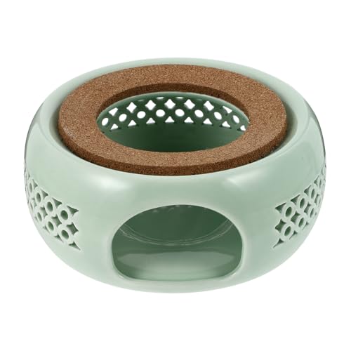 COLLBATH 1Pc Light Green Ceramic Tea Warmer Elegant Teaware Accessory for Home Office Versatile Teapot Stand Heating Tool for Tea Lovers and