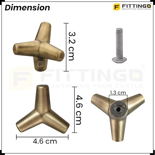 Image of Y Shape Knob for Drawer /Decorative Knobs and Pulls /Drawer Knob /Door Knobs for Drawers (Zinc Alloy /Brass Antique Finish) Pack of 4-| 3 Years Warranty |