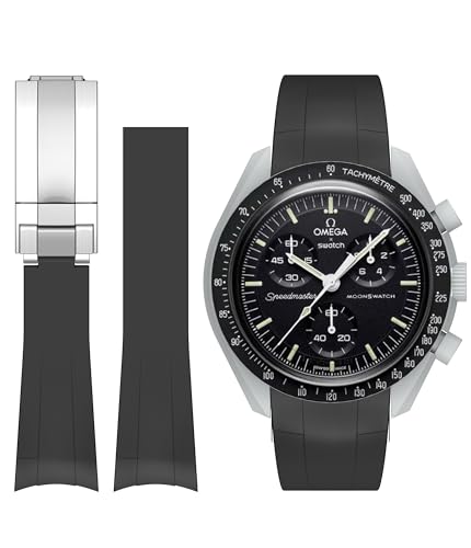 Bonace Strap for Omega X Swatch MoonSwatch/Rolex Watch/Seiko Watch/Omega x Swatch MoonSwatch Speedmaster Seamless Replacement Silicone Watch Strap 20mm