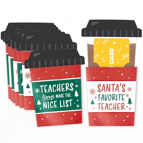 Soportes para tarjetas de regalo de tazas de café con sobres navideños para dinero en efectivo