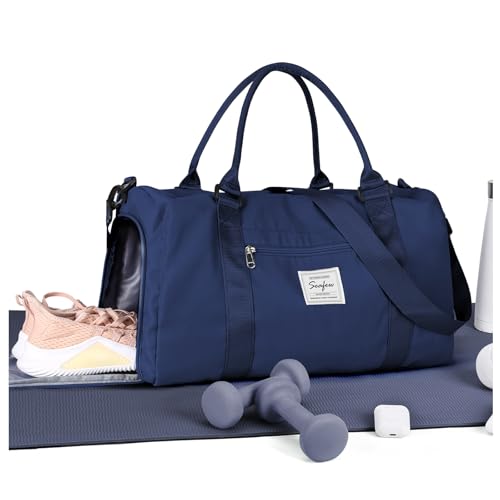 Image of Gym Bag Womens Mens with Shoes Compartment and Wet Pocket Travel Duffel Bags for Women for Plane Sport Gym Tote Bags Swimming Yoga Waterproof Weekend Overnight Bag Carry on Bag Hospital Holdalls
