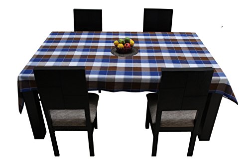 Image of AIRWILL Cotton Jacquard Dobby Checks with Multicolor Combos of 4 /6 Seater Tablecloth, Sized 140cm Width and 140cm Length