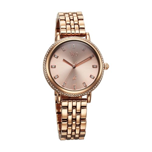 Image of Fastrack Vyb Enigma Rose Gold Dial Alloy Strap Watch for Women
