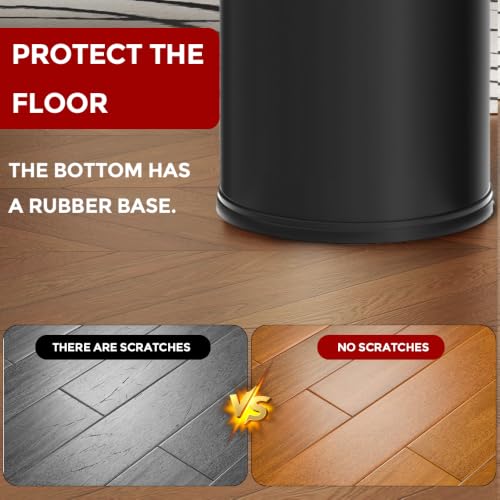 Image of 30L /8GAL Gold Brass Kitchen Trash Can,Tall Commercial Garbage Can with FILP Lid,Black and Gold Trash Can for Kitchen,Shopping mall,Elevator gate,Airport, Hotel,Commercial (Black)