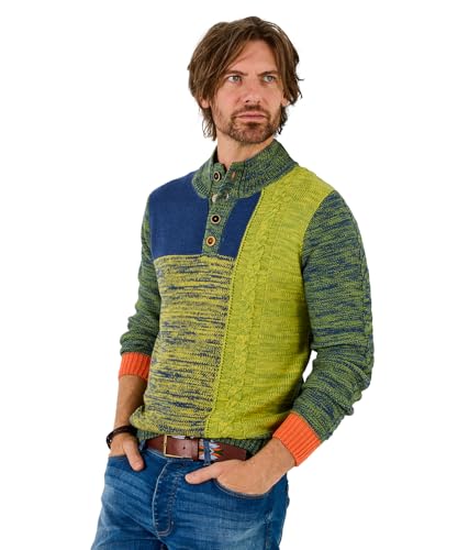 Joe Browns Men's Bright Contrast Colour Funnel Knit, Regular, Green, UK L