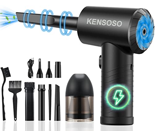 Compressed Air Duster and Vacuum 2-in-1, Reusable Keyboard Cleaner, Good Replace Compressed Air Can, Electric Air Duster 100000RPM -Cordless Air Duster for Computers 9000 mAh (Black)