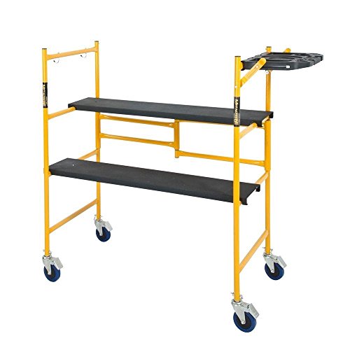 Metaltech I-IMCNAT 500 lb. Load Capacity Mini Rolling Scaffold with Tool Shelf, 4' x 4' x 2'